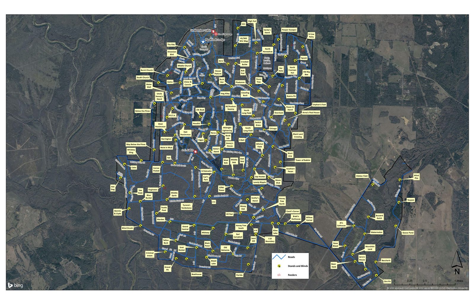 BigWoods hunting stand map