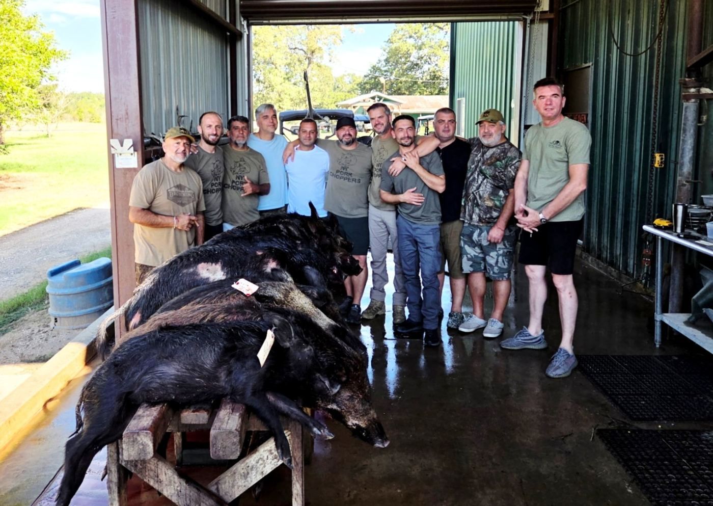 BigWoods hunting group with their wild boar harvest